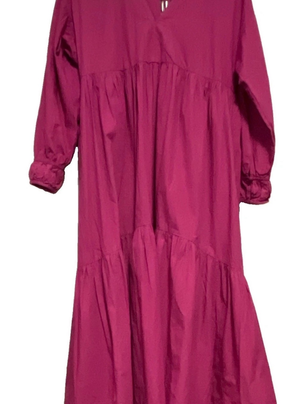 Maeve Anthropologie Pink Fuchsia Cotton Tiered Midi Womens Dress XSMALL